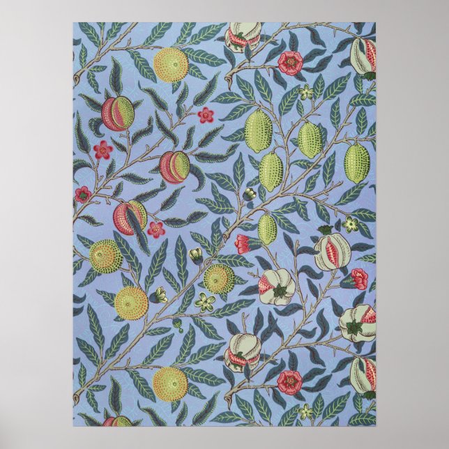 William Morris Fruit Pomegranate Blue Ornament Poster (Front)