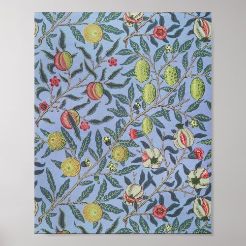 William Morris Fruit Pomegranate Blue Ornament Poster