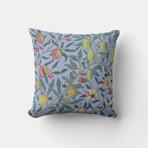 William Morris Fruit Pomegranate Blue Ornament Throw Pillow