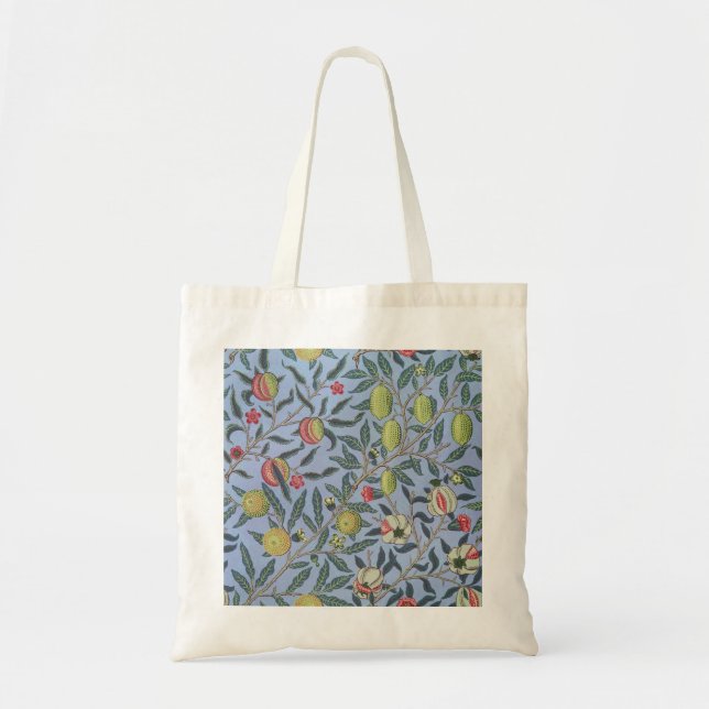 William Morris Fruit Pomegranate Blue Ornament Tote Bag (Front)