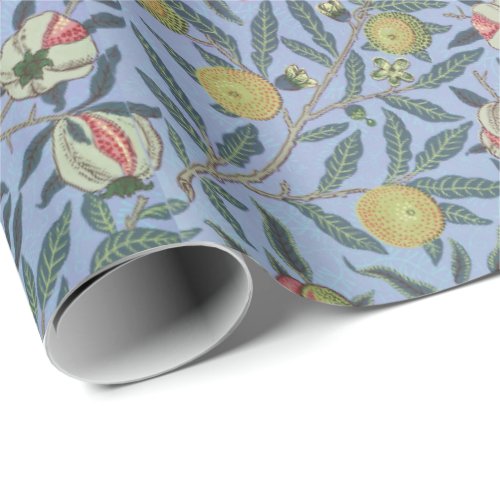 William Morris Fruit Pomegranate Blue Ornament Wrapping Paper