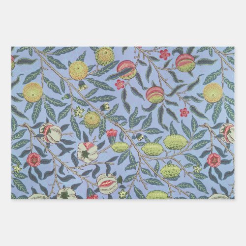 William Morris Fruit Pomegranate Blue Ornament Wrapping Paper Sheets