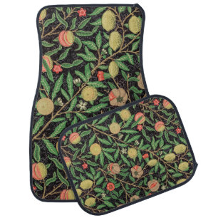 William Morris Fruit Pomegranate Floral Pattern Car Floor Mat