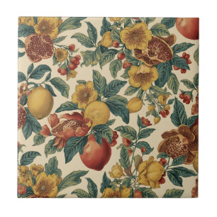 William Morris Fruit Pomegranate Floral pattern Ceramic Tile
