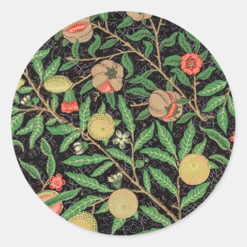 William Morris Fruit Pomegranate Floral Pattern Classic Round Sticker