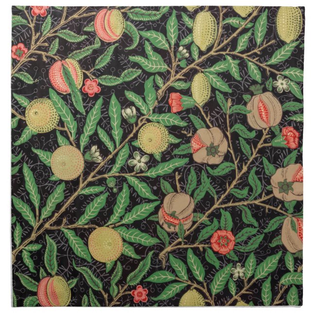William Morris Fruit Pomegranate Floral Pattern Cloth Napkin (Front)