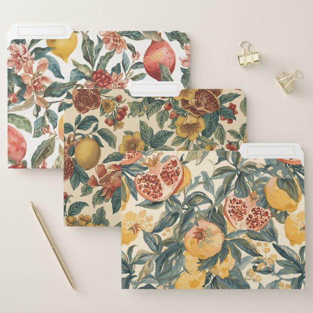 William Morris Fruit Pomegranate Floral pattern File Folder (Set)