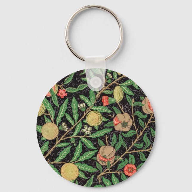 William Morris Fruit Pomegranate Floral Pattern Keychain (Front)