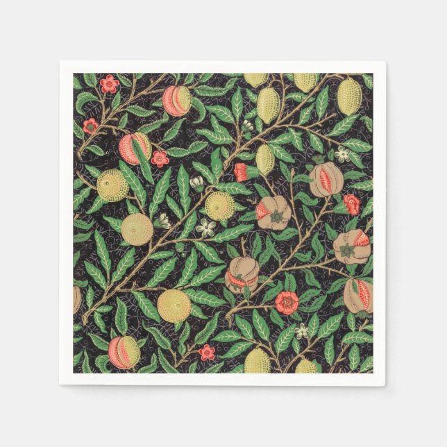 William Morris Fruit Pomegranate Floral Pattern Napkins (Front)