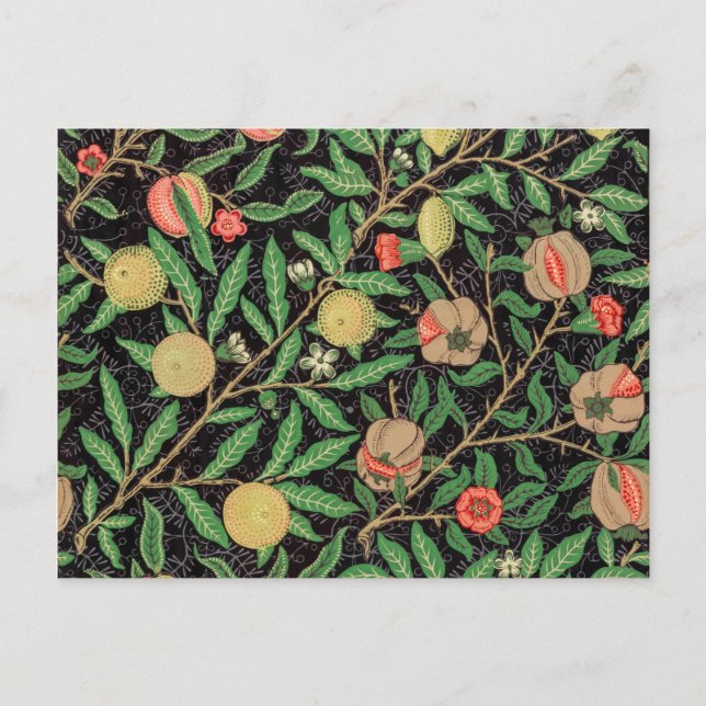 William Morris Fruit Pomegranate Floral Pattern Postcard (Front)