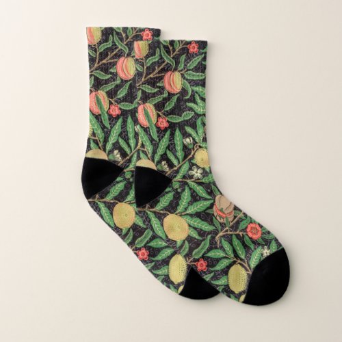 William Morris Fruit Pomegranate Floral Pattern Socks
