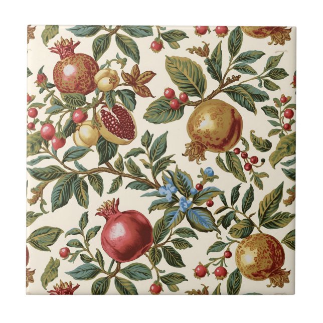 William Morris Fruit Pomegranate pattern Ceramic Tile (Front)