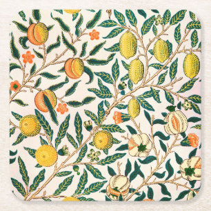William Morris Fruit Pomegranate Vintage Square Paper Coaster
