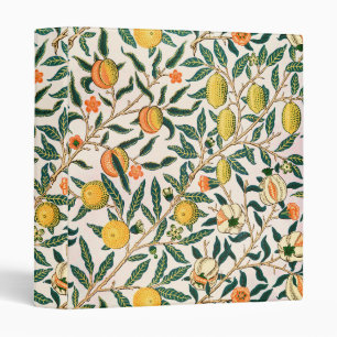 William Morris Fruit Pomegranate White Ornament 3 Ring Binder