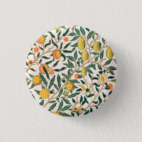 William Morris Fruit Pomegranate White Ornament Button