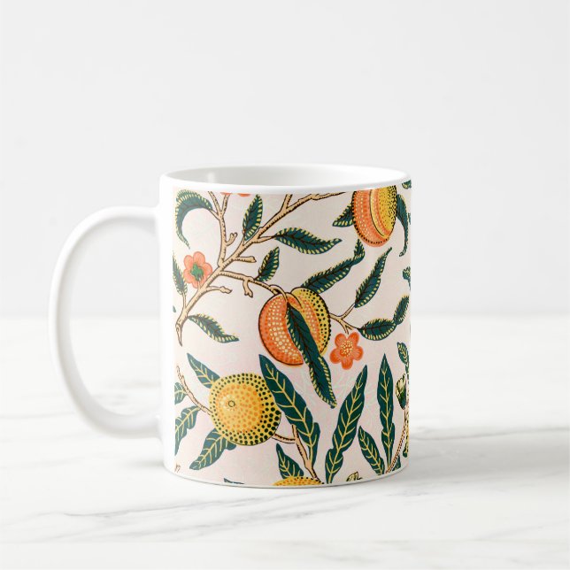 William Morris Fruit Pomegranate White Ornament Coffee Mug (Left)