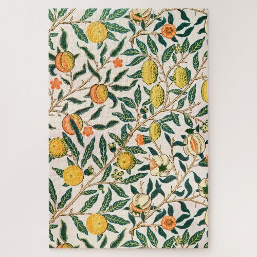 William Morris Fruit Pomegranate White Ornament Jigsaw Puzzle