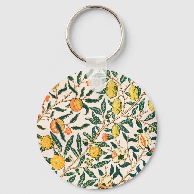 William Morris Fruit Pomegranate White Ornament Keychain (Front)