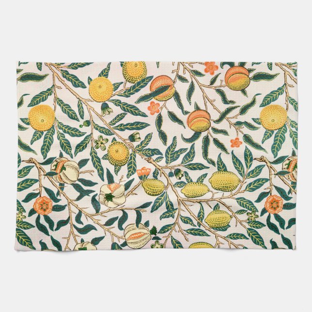 William Morris Fruit Pomegranate White Ornament Kitchen Towel (Horizontal)