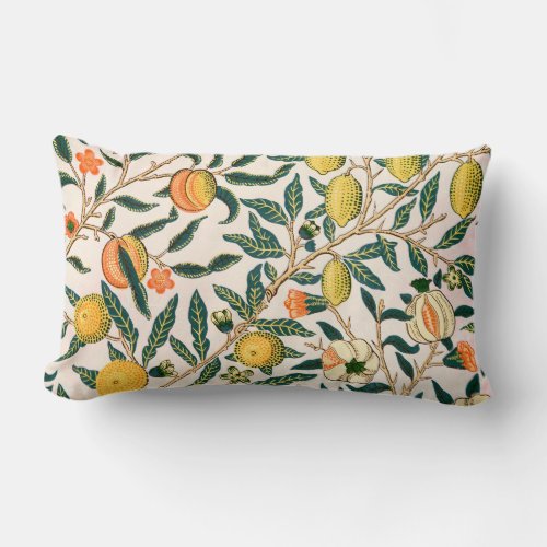 William Morris Fruit Pomegranate White Ornament Lumbar Pillow