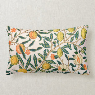 William Morris Fruit Pomegranate White Ornament Lumbar Pillow