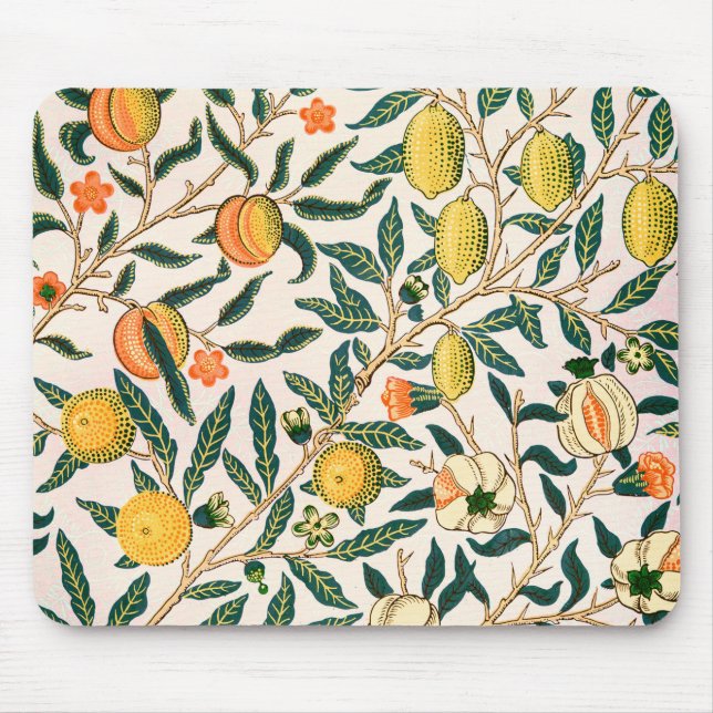 William Morris Fruit Pomegranate White Ornament Mouse Pad (Front)