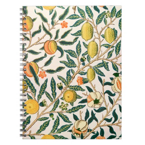 William Morris Fruit Pomegranate White Ornament Notebook
