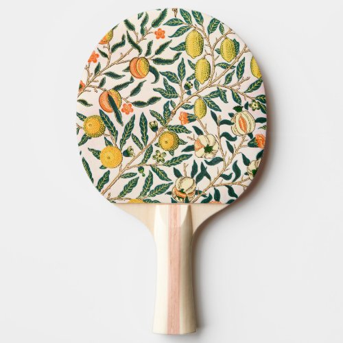 William Morris Fruit Pomegranate White Ornament Ping Pong Paddle