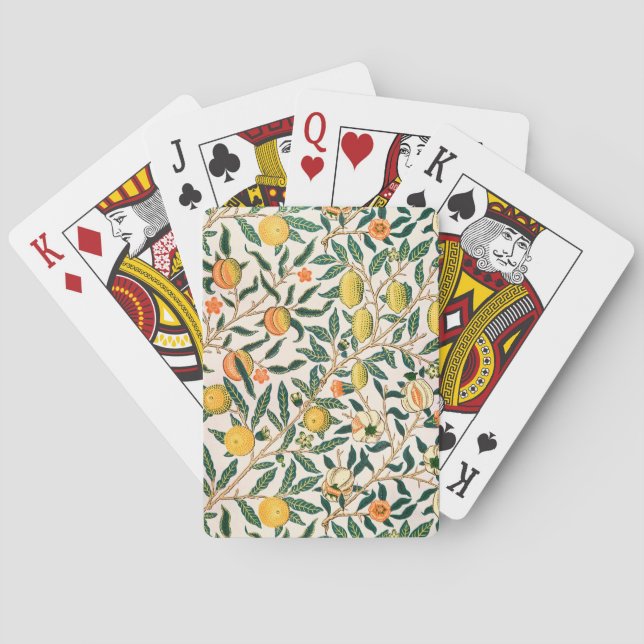 William Morris Fruit Pomegranate White Ornament Poker Cards (Back)