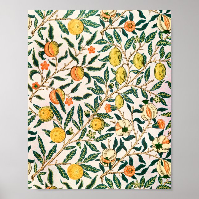 William Morris Fruit Pomegranate White Ornament Poster (Front)