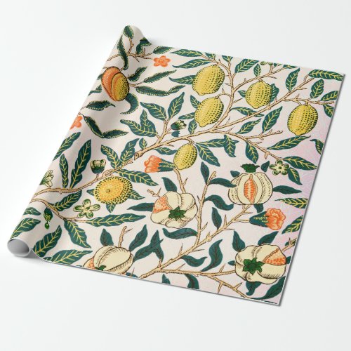 William Morris Fruit Pomegranate White Ornament Wrapping Paper