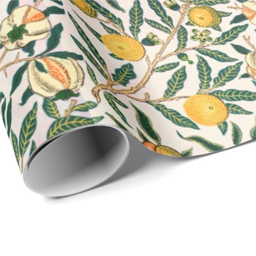 William Morris Fruit Pomegranate White Ornament Wrapping Paper