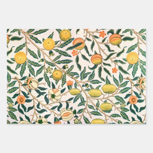 William Morris Fruit Pomegranate White Ornament Wrapping Paper Sheets