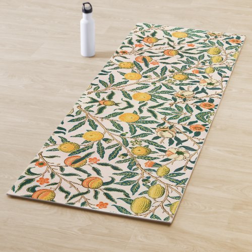 William Morris Fruit Pomegranate White Ornament Yoga Mat