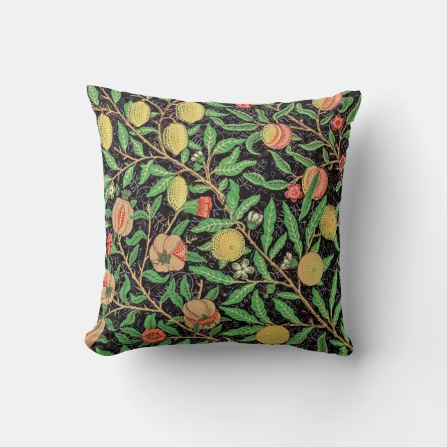 William Morris Fruit Pomegranates Lemons Pattern Throw Pillow (Front)
