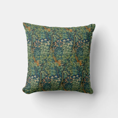 WILLIAM MORRIS GARDEN DARK GREEN FLORAL 8 THROW PILLOW