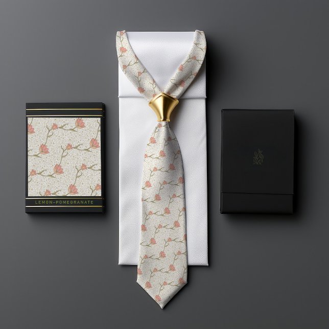 William Morris Garden Tulip Floral Pattern Neck Tie (Creator Uploaded)
