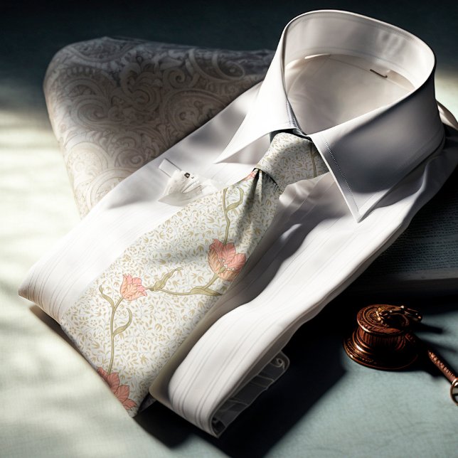 William Morris Garden Tulip Floral Pattern Neck Tie (Creator Uploaded)