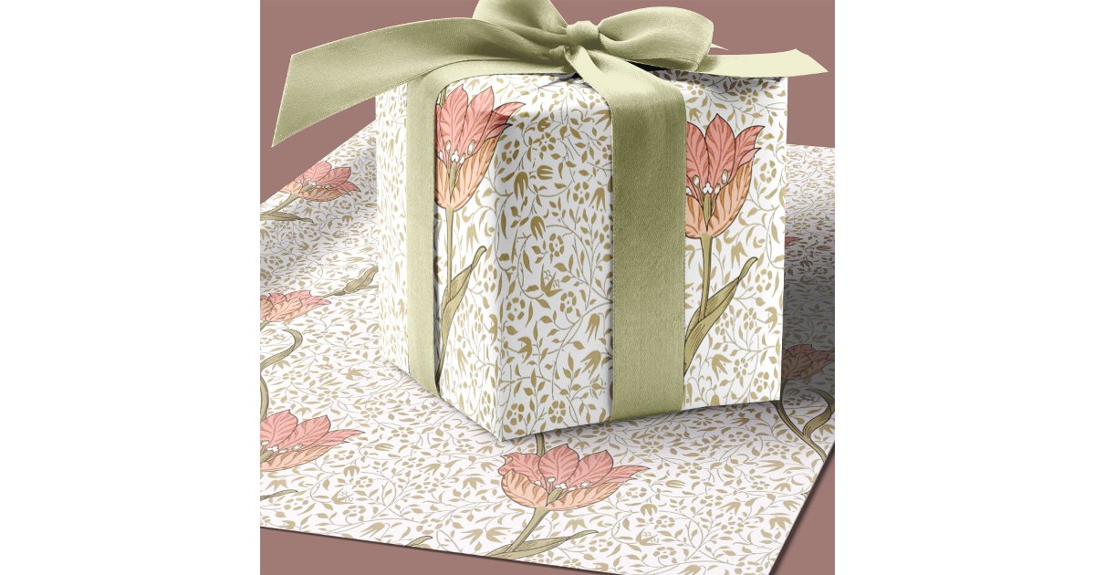 William Morris Garden Tulip Floral Pattern Wrapping Paper | Zazzle