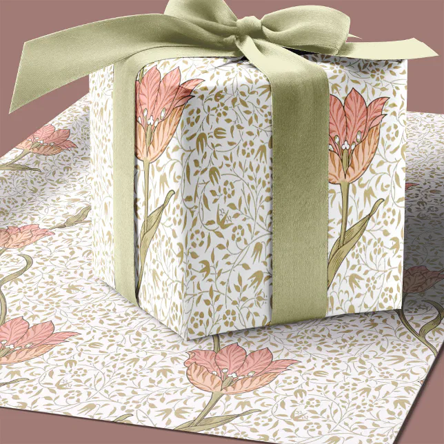 William Morris Garden Tulip Floral Pattern Wrapping Paper | Zazzle