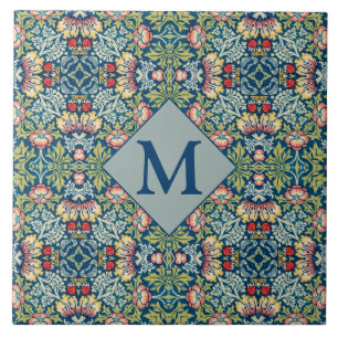 William Morris Geometric Monogrammed Pattern Ceramic Tile