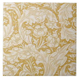 William Morris Gold Bachelors Button Floral Ceramic Tile