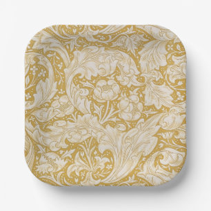 William Morris Gold Bachelors Button Floral Paper Plates