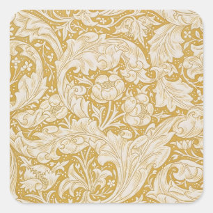William Morris Gold Bachelors Button Floral Square Sticker