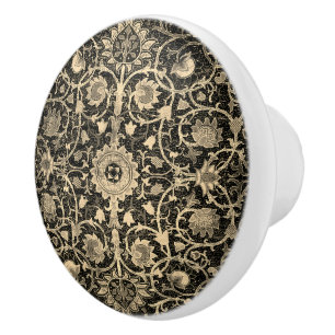 William * Morris Gold Charcoal Gray Holland Park Ceramic Knob