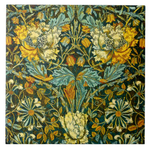 William Morris Gold Honeysuckle Floral Wallpaper Ceramic Tile