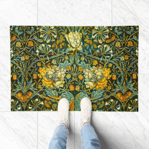 William Morris Gold Honeysuckle Floral Wallpaper Doormat