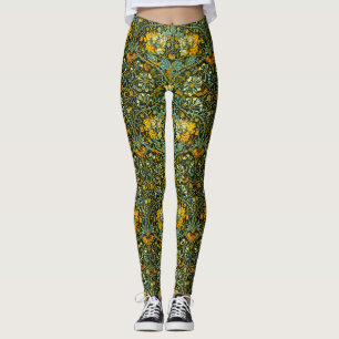 William Morris Gold Honeysuckle Floral Wallpaper Leggings