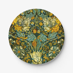 William Morris Gold Honeysuckle Floral Wallpaper Paper Plates