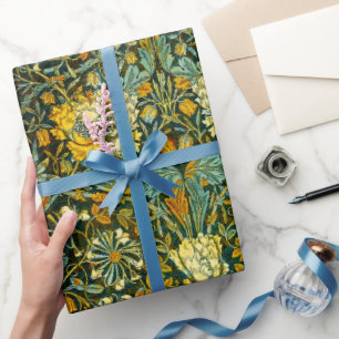 William Morris Gold Honeysuckle Floral Wallpaper Wrapping Paper